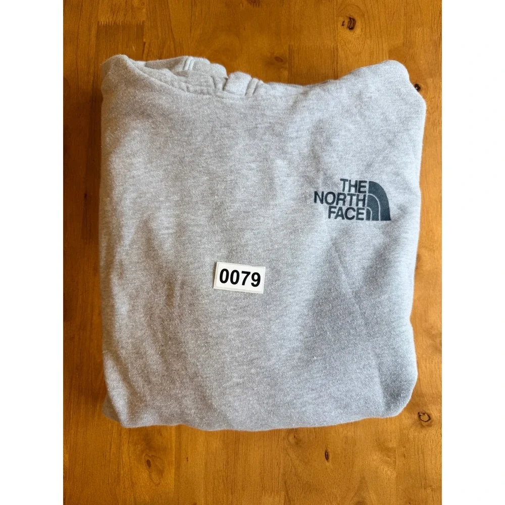 The North Face Mens Box Logo Pullover Hoodie Heather Grey Large 0079